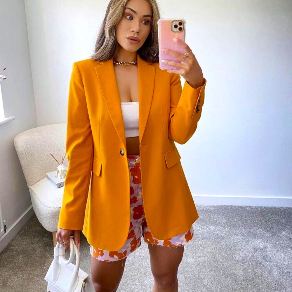 New Zara tailored fitted yellow mustard blazer